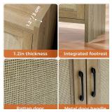 Mericonia Shoe Cabinet Storage for Entryway, Natural Rattan Shoe Storage Cabinet, Wooden Shoe Rack Cabinet, Farmhouse Boho Wood Shoe Organizer Cabinet for Hallway