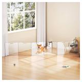 Retails for $149! Acylic Pet Playpen Gate for The House Doorways, Acrylic Pet Gate for Dogs, Freestanding, Clear (6 Panel)
