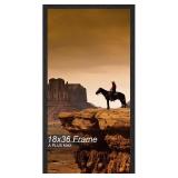 A PLUS MAX 18x36 Picture Frame, Black Engineered Wood Frame for 18 x 36 Inch Picture Poster Photo, Light Weight 18 by 36 Frame with Wood-grain for Wall - 1 Pack/Black/18 x36