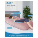 QUEEN ROSE Pregnancy Pillows for Sleeping, Cooling U Shaped Body Pillow, Maternity Pillow for Pregnant Women with Silky Soft Cover, Pink