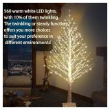 5FT Lighted Birch Tree with Twinkle Lights, 560 LED Warm White Lights with Timer, LED Lighted Christmas Tree for Indoor Outdoor Home Room Wedding Party Christmas Decorations