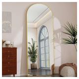 56" x 21" Arch Full Length Mirror - Floor Full Body Mirror with Aluminum Frame - Standing, Leaning or Hanging, for Bedroom, Living Room, Gold
