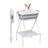 Portable Dog Bath Tub and Dog Washing Station, Collapsible Elevated Pet Tub for Bathing, Showering, Grooming, Pet Bathing Basin for Small to Medium Dogs, Cats and Other Pets (Built-in Drainage System)