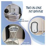 Portable Dog Bath Tub and Dog Washing Station, Collapsible Elevated Pet Tub for Bathing, Showering, Grooming, Pet Bathing Basin for Small to Medium Dogs, Cats and Other Pets (Built-in Drainage System)