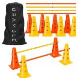 Bramble - Speed Agility Training Hurdles Set with 3 Height Levels, 12 Cones 15" & 6 Training Poles 40", Exercise Jumping Hurdles for Kids, Football Agility Poles, Dog Training Agility Equipment