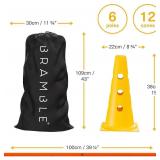 Bramble - Speed Agility Training Hurdles Set with 3 Height Levels, 12 Cones 15" & 6 Training Poles 40", Exercise Jumping Hurdles for Kids, Football Agility Poles, Dog Training Agility Equipment
