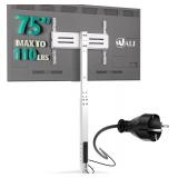 WALI Floor TV Stand with Power Outlet, Tall TV Stand Mount for 32-75 inch TVs up to 110 lbs, Swivel and Height Adjustable TV Stands with Wood Base for Bedroom, Office(TVDVD-7PW), White