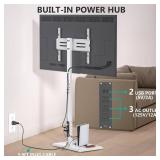 WALI Floor TV Stand with Power Outlet, Tall TV Stand Mount for 32-75 inch TVs up to 110 lbs, Swivel and Height Adjustable TV Stands with Wood Base for Bedroom, Office(TVDVD-7PW), White