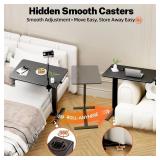 Adjustable Overbed Bedside Table with Wheels(31.2" W), Hospital Bed Table Over The Bed, Mobile Standing Desk Rolling Computer Cart, Laptop Desk with Cup Holder, Phone & Tablet Holder