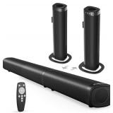 Sound Bar, 100W Sound Bar for Smart TV, Bluetooth 5.3 Soundbar, 2 in 1 Detachable Home Speaker Bass Effect, Home Theater Surround Sound, ARC/Optical/AUX/USB Connections, for TV/PC/Projectors