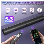 Sound Bar, 100W Sound Bar for Smart TV, Bluetooth 5.3 Soundbar, 2 in 1 Detachable Home Speaker Bass Effect, Home Theater Surround Sound, ARC/Optical/AUX/USB Connections, for TV/PC/Projectors