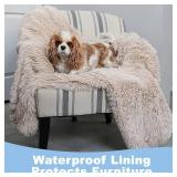 Retails for $130! PawProof Fuzzy Pet Throw Blanket - Waterproof Blanket for Dogs & Cats - Faux Fur & Ultra-Soft Microsuede - Grey L Size (48"x76")