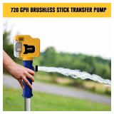 Brushless Stick Water Transfer Pump Compatible with Dewalt 20V Battery(Tool Only), 720GPH Cordless Water Pump Submersible Sump Pump Utility Pump for Pool Garden Pond