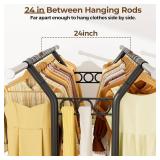 Heavy Duty Clothes Rack, Rolling Clothing Rack With Shelves Load 620 LBS, Double Rod Clothing Racks for Hanging Clothes, Portable& Adjustable Clothes Rack with Wheels,Black