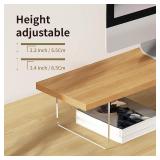 Wood Monitor Stand Riser with Acrylic Legs, Computer Screen Stand Desk Organizer, 31.5 x 7.9 x 3.1 inch, Hold up to 66 lbs (Natural, 31.5" 7.9" 3.1")