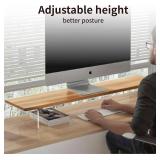Wood Monitor Stand Riser with Acrylic Legs, Computer Screen Stand Desk Organizer, 31.5 x 7.9 x 3.1 inch, Hold up to 66 lbs (Natural, 31.5" 7.9" 3.1")