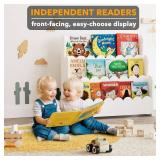 SpaceAid 3-Tier Scalloped Bookshelf, Montessori Bookcase for Toddlers, Wooden Book Shelf Organizer Display Furniture for Kids Rooms, Playroom, Nursery and Classroom, White