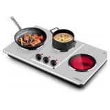 Retails for $130! Cusimax Hot Plate Electric,Countertop Infrared Triple Burner with 7 Ceramic Glass Cooktop,Electric Hot Plate for Cooking,11 Level Temperature Setting