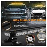 XRIDONSEN 28.4" 80 LED Amber Roof Top Strobe Light Bar Emergency Warning Flashing Safety Hazard Magnetic Double Side Traffic Advisor Lights for Plow/Tow Trucks Construction Vehicles Wreckers Pickup