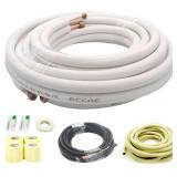 Retails for $166! 33 Ft Mini Split Line Set,Air Conditioning Copper Tubing Pipe Extension,1/4" & 3/8" 3/8" PE Thickened for AC and Heating Equipment Insulated with Nuts. (1/4+3/8)