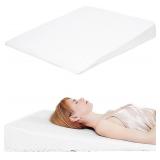 Wedge Pillow, Bed Wedge Pillows for Sleeping, Snoring, Back Support, After Surgery, Foam Triangle Pillow, Removable Washable Cover (White, 5in)