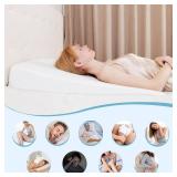 Wedge Pillow, Bed Wedge Pillows for Sleeping, Snoring, Back Support, After Surgery, Foam Triangle Pillow, Removable Washable Cover (White, 5in)