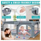 Baby Playpen, 79" X 63" Large Baby Playard Playpen for Babies and Toddlers, Play Pens for Indoor & Outdoor with 50 Ocean Balls, Anti-Fall Sturdy Safety Play Pen Play Yard with Soft Breathable Mesh