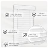 Lotus & Windoware Cordless, 2 Inch Faux Wood Blind, 25" Wide x 60" Long, Window Blinds, Blinds & Shades, Blinds for Indoor Windows, Embossed, Bright White