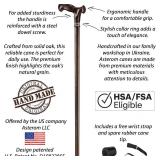 Asterom Walking Cane for Men & Women - Handmade, Ergonomic, Wooden Canes - Cool Walking Sticks for Seniors