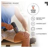 Retails for $169! Sharper Image Deep Tissue Percussion Massage Gun, Powerboost Pro+ Hot & Cold Rechargeable Handheld Massager, 6 Adjustable Speeds, 6 Attachment Heads & Carrying Case, Muscle Pain Reli