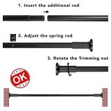 Tension Curtain Rod, 51-86 Inch,Spring Shower Tension Curtain Rod, Closet Rod, for Windows or Shower, Easy to Install, No Drilling, No Rust, for Bathroom, Rod Diameter 1.26 Inches, Black,Umimile