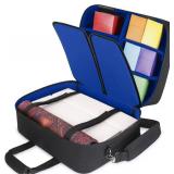 USA Gear XL Trading TCG MTG Deck Box Bag Travel Case - Large MTG Card Storage Bag with Padded Shoulder Strap, Customizable Interior, Weather Resistant - Fits Deck Boxes & Sleeved Cards - Blue
