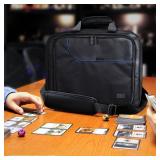 USA Gear XL Trading TCG MTG Deck Box Bag Travel Case - Large MTG Card Storage Bag with Padded Shoulder Strap, Customizable Interior, Weather Resistant - Fits Deck Boxes & Sleeved Cards - Blue