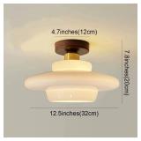 Retails for $114! White Glass Semi Flush Mount Ceiling Light Schoolhouse Ceiling Light Fixture Brushed Brass Finished Mid-Century Modern Ceiling Lamp for Bedroom Dinning Room Foyer Hallway