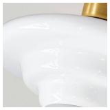 Retails for $114! White Glass Semi Flush Mount Ceiling Light Schoolhouse Ceiling Light Fixture Brushed Brass Finished Mid-Century Modern Ceiling Lamp for Bedroom Dinning Room Foyer Hallway