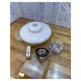 Retails for $114! White Glass Semi Flush Mount Ceiling Light Schoolhouse Ceiling Light Fixture Brushed Brass Finished Mid-Century Modern Ceiling Lamp for Bedroom Dinning Room Foyer Hallway