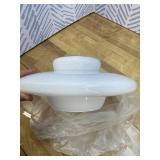 Retails for $114! White Glass Semi Flush Mount Ceiling Light Schoolhouse Ceiling Light Fixture Brushed Brass Finished Mid-Century Modern Ceiling Lamp for Bedroom Dinning Room Foyer Hallway