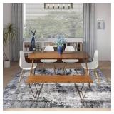 Rugcomf 8x10 Area Rug Washable Boho Rug Soft Non-Slip Non-Shedding Faux Wool Vintage Rug for Living Room, Farmhouse, Dining Room, Indoor, Kids Playroom, Grey and Black