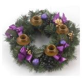 Purple Ribbon Advent Wreath by Vermont Christmas Company - Durable Construction - 11" Diameter - Traditional Advent Wreath Candle Holder