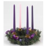 Purple Ribbon Advent Wreath by Vermont Christmas Company - Durable Construction - 11" Diameter - Traditional Advent Wreath Candle Holder