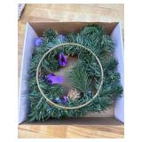 Purple Ribbon Advent Wreath by Vermont Christmas Company - Durable Construction - 11" Diameter - Traditional Advent Wreath Candle Holder