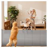 Retractable Baby Gate for Stairs, 48" Tall X 120" Wide Mesh Dog Gate Indoor, Child Gate for Doorways, Hallways, Deck, Indoor Outdoor Pet Baby Safety Essentials for Home, Gray