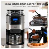 Retails for $150! Gevi 10-Cup Coffee Maker with Built-in Burr Grinder, Programmable Timer, 1.5L Water Tank, Reusable Filter & Warming Plate Drip Coffee Machine for Fresh Ground Coffee