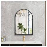 Arch Bathroom Mirror, Wall Mounted Mirror, Black Vanity Wall Mirror Metal Frame Home Decor for Bedroom, Entryway, Living Room 20"x16"