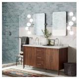 Retails for $106! Bathroom Vanity Lights, Mid Century Modern 5-Light Bathroom Light Fixtures, Chrome Bathroom Lights Ceiling Light, Wall Sconces Wall Mount Light Fixtures with Milk Globe Glass, Chrome