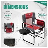 SUNNYFEEL Camping Directors Chair, Heavy Duty,Oversized Portable Folding Chair with Side Table, Pocket for Beach, Fishing,Trip,Picnic,Lawn,Concert Outdoor Foldable Camp Chairs