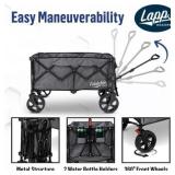 Lapp Wagons 39" Extra-Long Collapsible Folding Wagon Cart, Heavy-Duty 360 lb Utility Wagon with Wheels, Foldable Beach Wagon for Camping, Garden, Grocery, Sports, Outdoor Gear Grey
