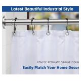 BRIOFOX Industrial Shower Curtain Rod - Rustproof Non-Slip Long Tension Shower Rod 54-90 Inch 304 Stainless Steel Tension Curtain Rod, Brushed Nickel