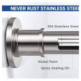 BRIOFOX Industrial Shower Curtain Rod - Rustproof Non-Slip Long Tension Shower Rod 54-90 Inch 304 Stainless Steel Tension Curtain Rod, Brushed Nickel