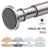 BRIOFOX Industrial Shower Curtain Rod - Rustproof Non-Slip Long Tension Shower Rod 54-90 Inch 304 Stainless Steel Tension Curtain Rod, Brushed Nickel